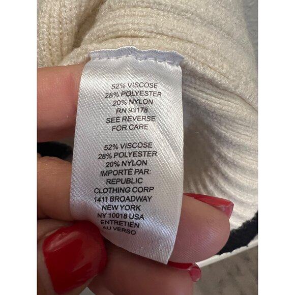 Industry Womens Striped Crew Neck Knit Sweater XL Black & White 52% Viscose/28% - Picture 4 of 5